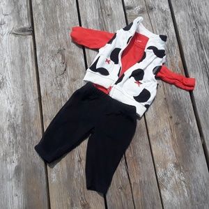 Black Polka Dot Fleece Outfit
